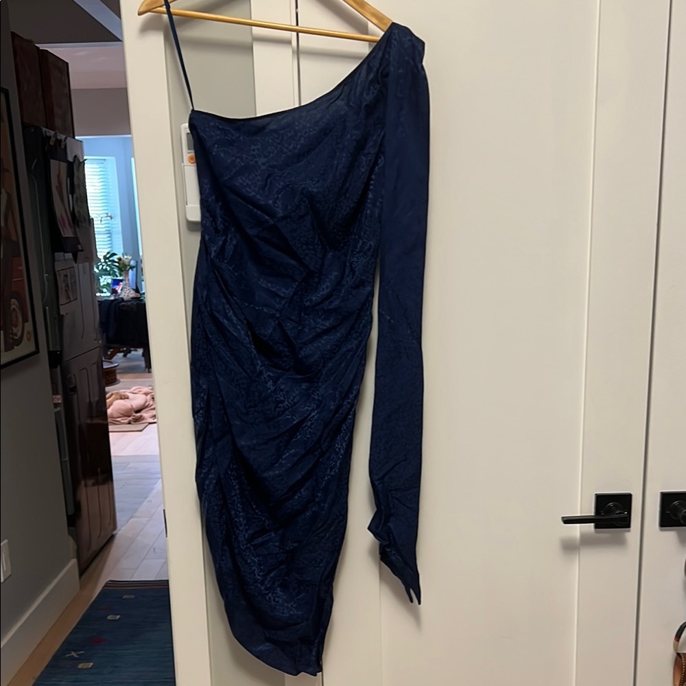 Ronny Kobo Collection Midnight Blue One Shoulder Dress
